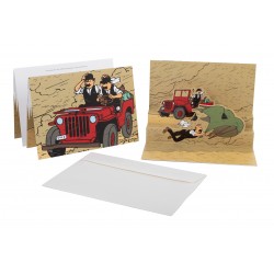 Postcard Tintin-The red Jeep