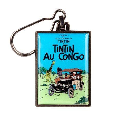 Porte-clés Double Face Imprimé Drapeau RCB Congo - Tissu Multicouleur - Fabrication France - Neuf Avec étiquettes